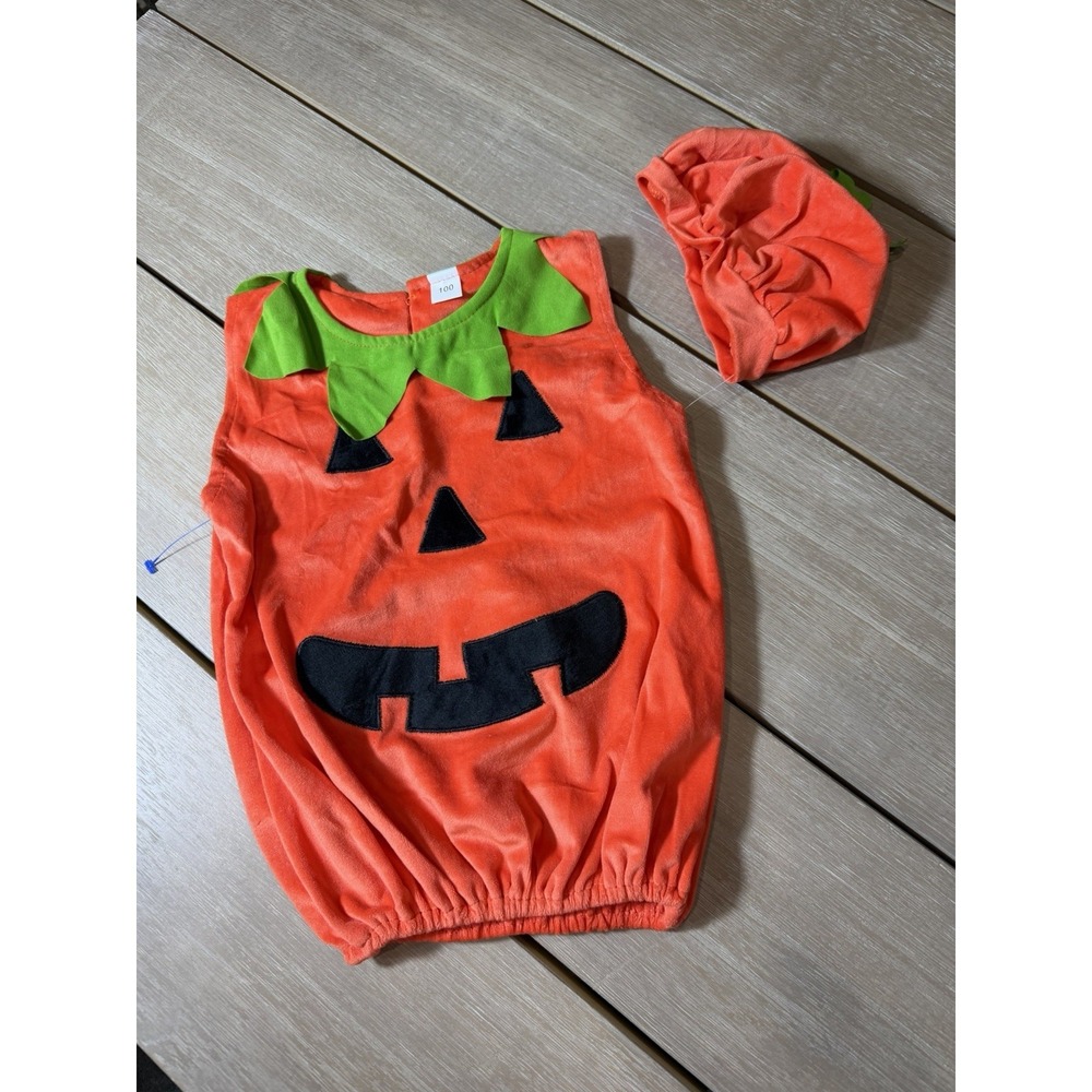 Pumpkin Baby Unisex Costume Pumpkin Romper Halloween DressUp Set Toddler Cosplay